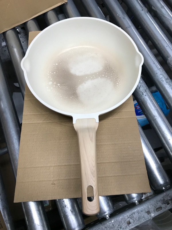 Photo 2 of **MINOR TEAR & WEAR,MISSING LID**CAROTE 6.5 Quart Deep Frying Pan Nonstick Saute Pan With Lid Deep Skillet Pan 12.5 Inch, PFOA Free White Granite 6.5 QT