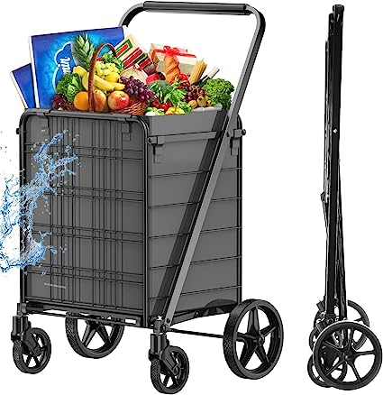 Photo 1 of [2023 Upgrade] Shopping Cart for Groceries, 280 lbs Heavy Duty Large Grocery Cart with 