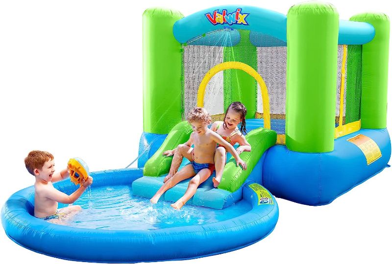 Photo 1 of Blower Works****
Valwix Inflatable Bounce House with Blower, Bouncy Castle w/Waterslide & Pool for Wet Dry Combo, Bouncer w/Repair Kits, Fun Bounce Area with Basketball Hoop
Style:Green