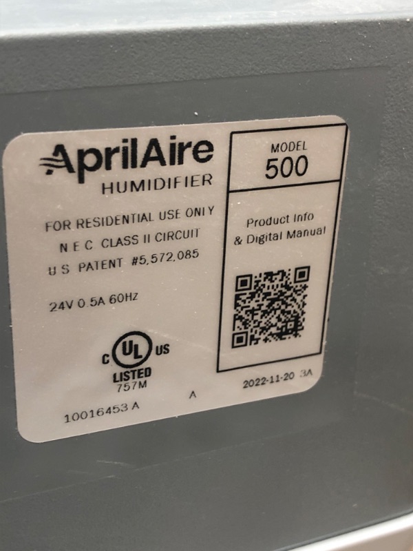 Photo 3 of * SEE NOTES * Aprilaire 500M Whole Home Humidifier with Manual Control + Bypass Humidifier Installation Kit, Compact Furnace Humidifier, Large Capacity Whole House Humidifier for Homes up to 3,000 Sq. Ft. Humidifier + Installation Kit