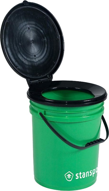 Photo 1 of * Dented side * Stansport Bucket-Style Portable Toilet & Red Pop Up Privacy Shelter Bundle