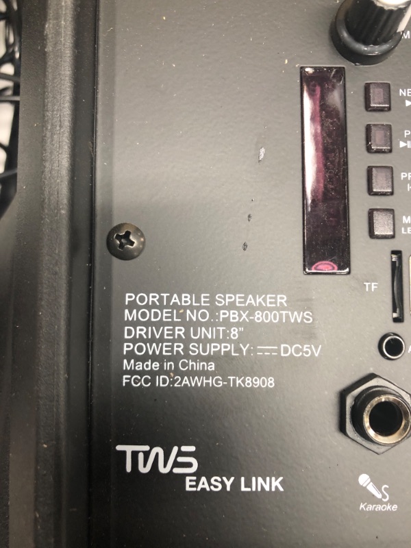 Photo 3 of PBX-800TWS 8-Inch Bluetooth Stereo PA System Comes with 2X 8 Speakers and 2X Stands, 2X Microphones, and a Remote Control