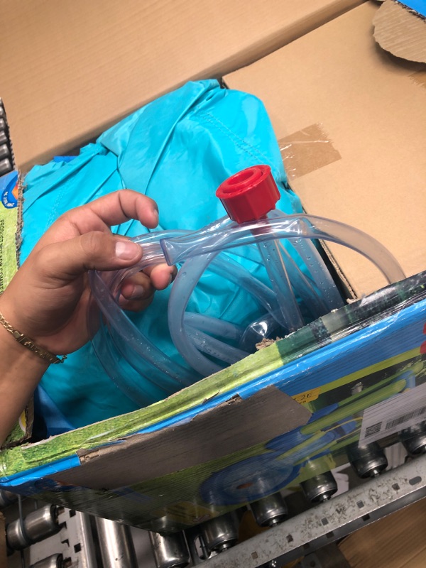 Photo 4 of Valwix Inflatable Bounce House with Blower, Bouncy Castle w/ Waterslide & Pool for Wet Dry Combo, Bouncer w/ Repair Kits, Fun Bounce Area with Basketball Hoop Green-Blue Bouncer