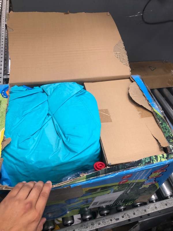 Photo 2 of Valwix Inflatable Bounce House with Blower, Bouncy Castle w/ Waterslide & Pool for Wet Dry Combo, Bouncer w/ Repair Kits, Fun Bounce Area with Basketball Hoop Green-Blue Bouncer