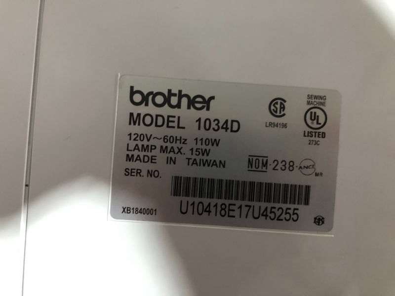 Photo 3 of ***UNTESTED - SEE NOTES***
Brother Serger, 1034D, Heavy-Duty Metal Frame Overlock Machine, 1,300 Stitches Per Minute