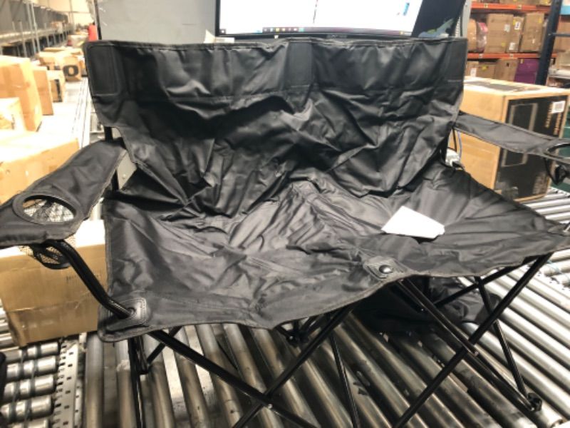 Photo 2 of *SLIGHTLY USED Trademark Innovations Loveseat Style Double Camp Chair, 40" L x 22" W x 31.5" H,Polyester, Black