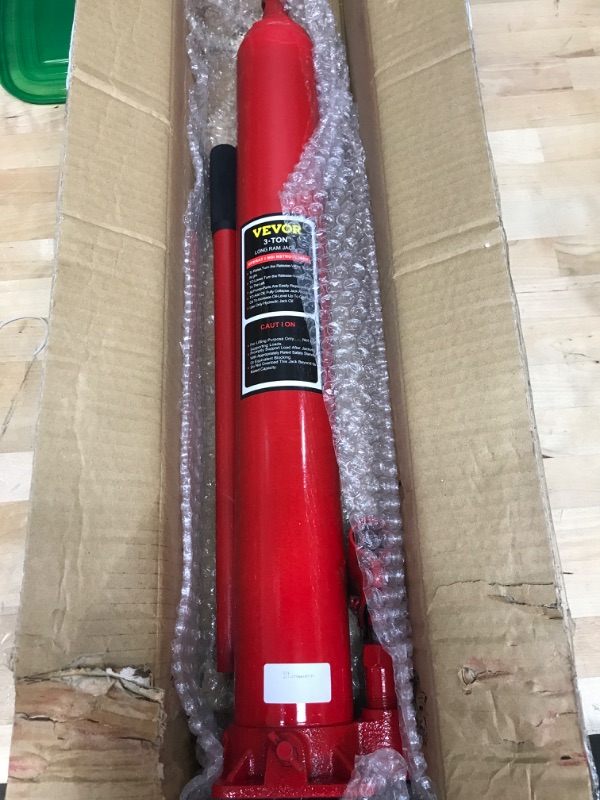 Photo 2 of 
VEVOR Hydraulic Long Ram Jack, 3 Tons/6600 lbs Capacity, with Single Piston Pump and Clevis Base, Manual Cherry Picker w/Handle, for Garage/Shop Cranes,...
Size:Red