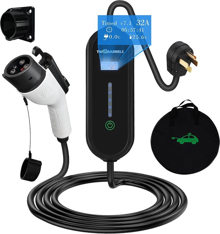 Photo 1 of Level 2 Portable EV Charger (32 Amp, 220-240 Volt, 16ft Cable), Electric Vehicle Charger Plug-in EV Charging Station with NEMA 14-50P J1772 Plug EV Charger Level 2 FCC UL Certification Stations New
