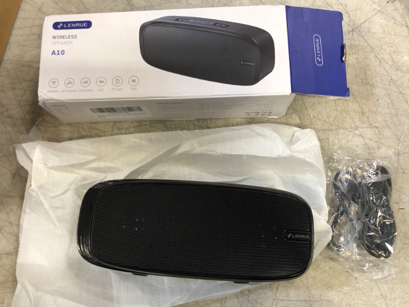 Photo 2 of LENRUE Bluetooth Speaker, Wireless Portable Speaker with Loud Stereo Sound, Rich Bass, 12-Hour Playtime, Built-in Mic. Perfect for iPhone, Samsung and More Black