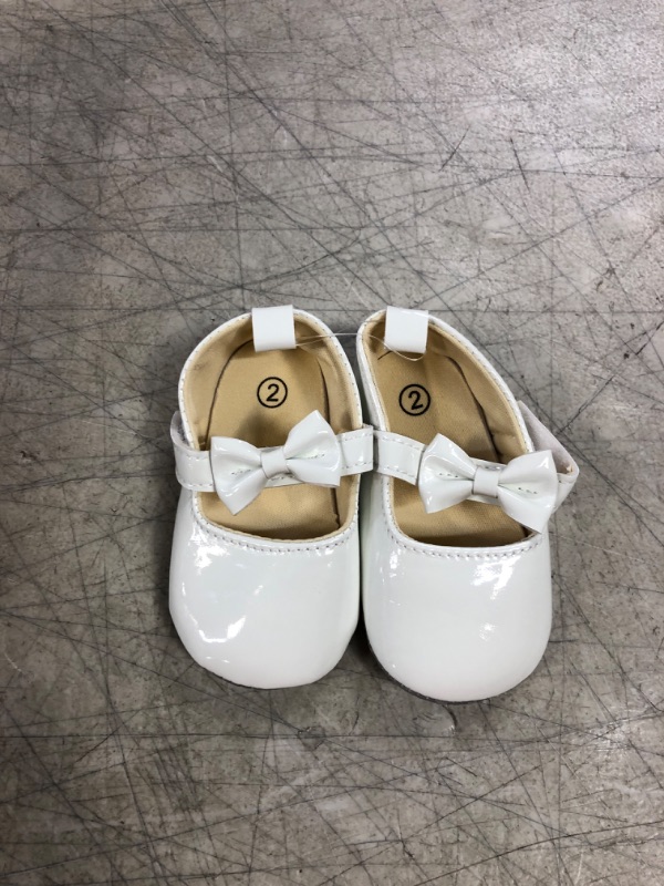 Photo 2 of  Meckior Infant Baby Girls Soft Sole Bowknot Princess Wedding Dress Mary Jane Flats Prewalker Newborn Light Baby Sneaker Shoes 6-12 MONTHS 