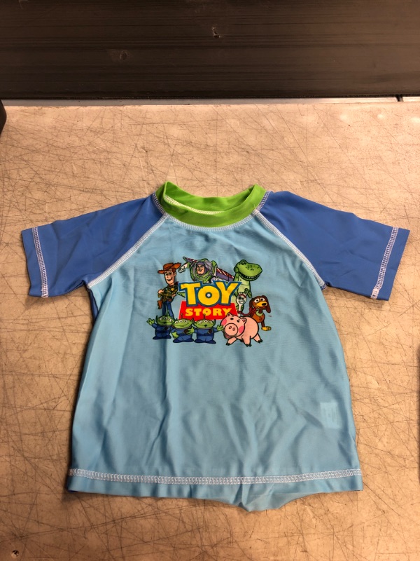 Photo 2 of Disney Pixar Toy Story Toddler Boys Short Sleeve Rash Guard Swim Top SIZE 2T 