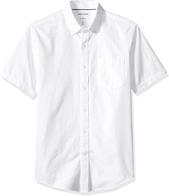 Photo 1 of Amazon Essentials Men's Slim-Fit Short-Sleeve Pocket Oxford Shirt MEDIUM