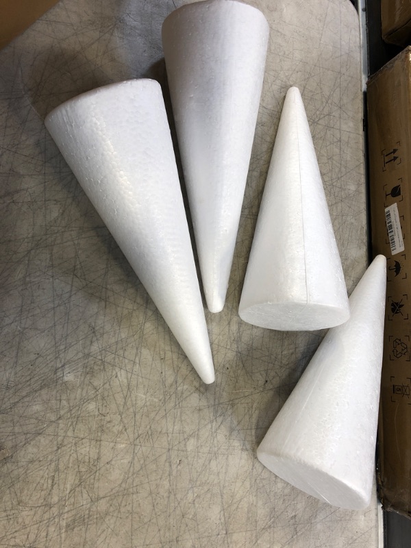 Photo 2 of 4 Pack Foam Tree Cones for DIY Crafts, Xmas Party Decor, Christmas Gnomes (5.5 x 13.5 in)