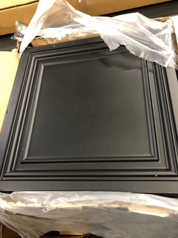 Photo 2 of Art3d PVC Ceiling Tiles, 2'x2' Plastic Sheet in Black (12-Pack) 24"x24" Black 1 12