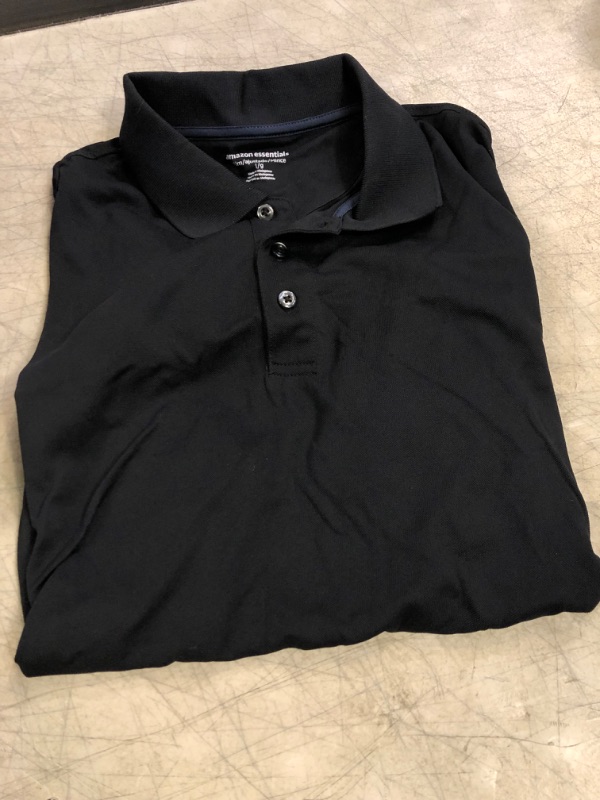 Photo 2 of Amazon Essentials Men's Slim-Fit Quick-Dry Golf Polo Shirt Recycled Polyester Black Large