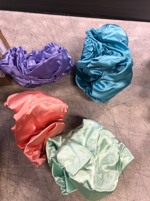 Photo 1 of AmazerBath Shower Caps for Women Reusable Waterproof, 4 Pack Women Shower Caps Reusable EVA Hair Cap for Shower Double Protection Layers Elastic, Medium Size Medium Green- Purple- Pinkish-orange- Blue