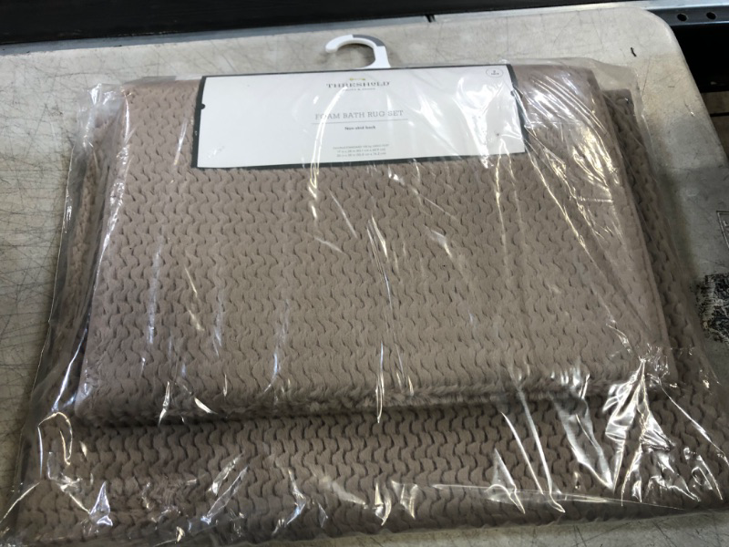 Photo 2 of 2pk Fuzzy Foam Bath Rug Brown - Threshold&#8482;