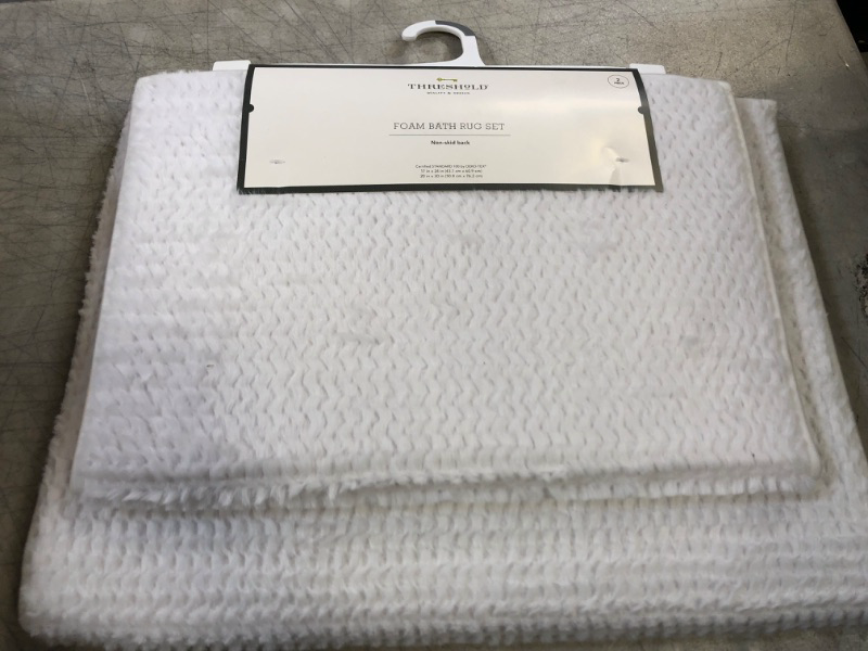 Photo 1 of 2pk Fuzzy Foam Bath Rug White - Threshold&#8482;