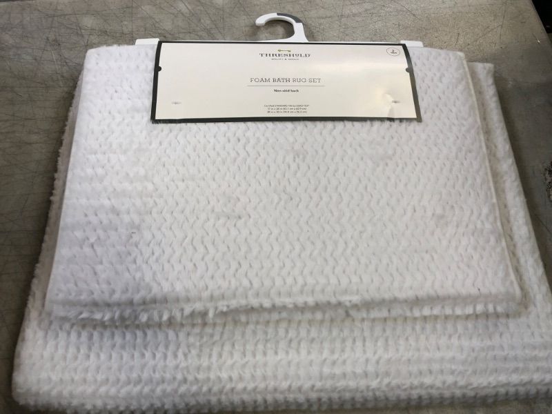 Photo 1 of 2pk Fuzzy Foam Bath Rug White - Threshold&#8482;