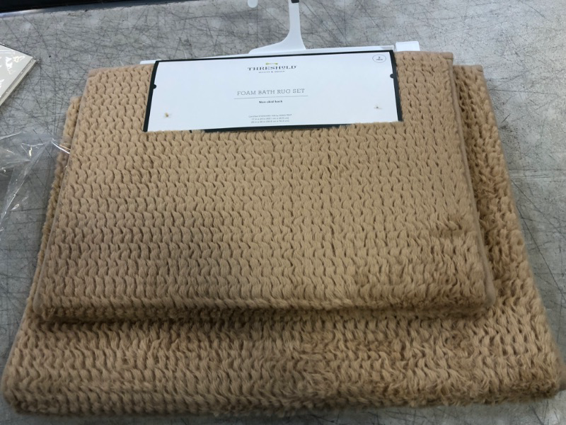 Photo 1 of 2pk Fuzzy Foam Bath Rug Brown - Threshold™

