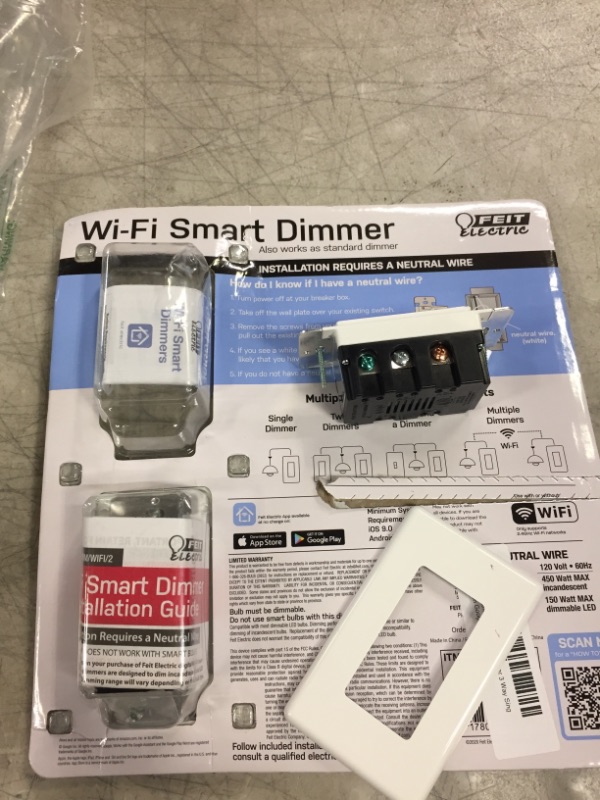 Photo 2 of Feit Electric Wi-Fi Smart Dimmer 3 Way Single Pole Switch Google Assistant Alexa