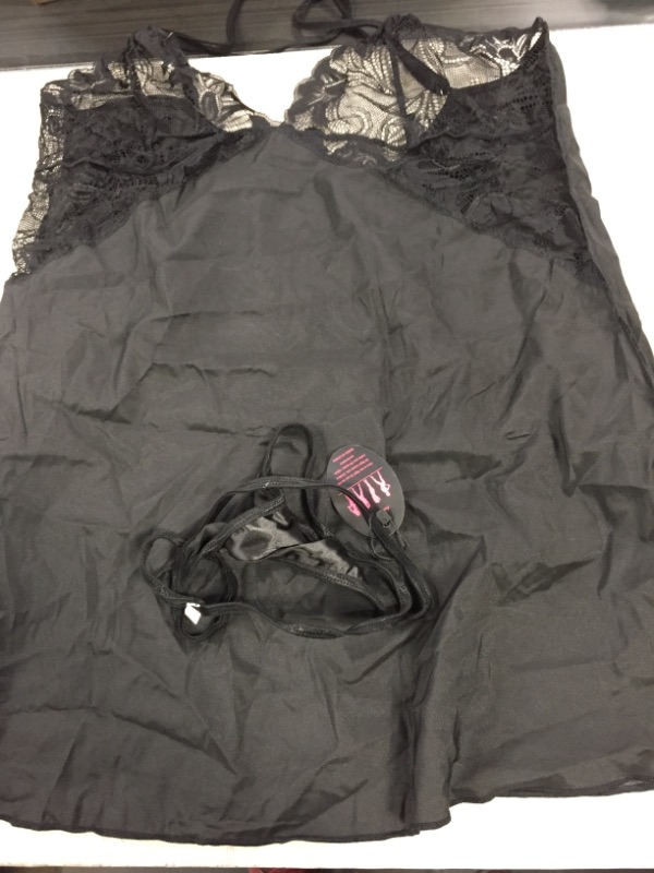Photo 2 of Avidlove Women Nightgown Sexy Sleepwear Lace Chemise V-neck Modal Babydoll Lounge Dress XX-Large Black