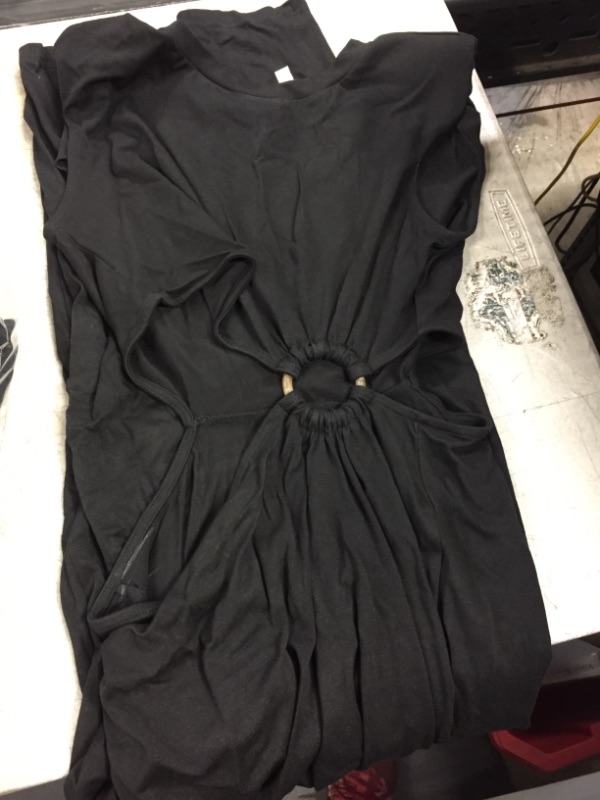 Photo 1 of ANRABESS Women 2023 Summer Sleeveless Padded Shoulder Cutout Sexy Bodycon Slit Maxi Formal Dress Black Small
