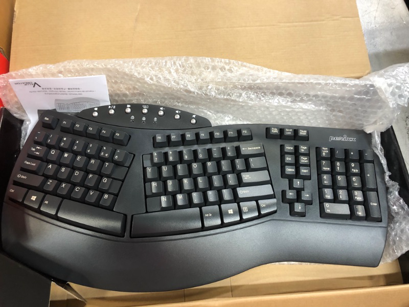 Photo 2 of Perixx Periboard-612 Wireless Ergonomic Split Keyboard with Dual Mode 2.4G and Bluetooth Feature, Compatible with Windows 10 and Mac OS X System, Black, US English Layout, (11354) Wireless Black Keyboard