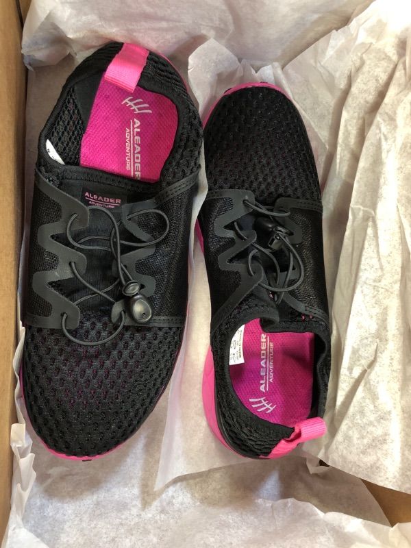 Photo 1 of ALEADER Women's Stylish Water Shoes for Beach Surf Swim Aqua Shoes 8.5 Black/Fushia