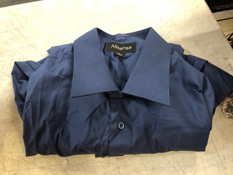 Photo 2 of Allsense Men's Long Sleeve Regular Fit Dress Shirts Navy 17"-17.5" Neck 34"-35" Sleeve
size- xl