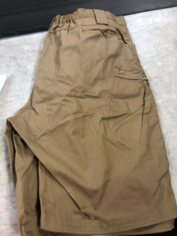 Photo 2 of YAXHWIV Mens Tactical Shorts 11" Waterproof Cargo Shorts for Men Hiking Fishing Breathable Quick Dry Regular(NO Belt) Brown 3X-Large