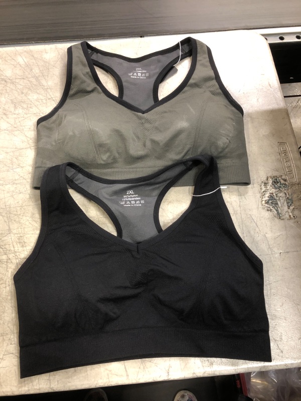 Photo 1 of 2 pack 
SPORTS BRA- BLACK/GREY
SIZE-2XL