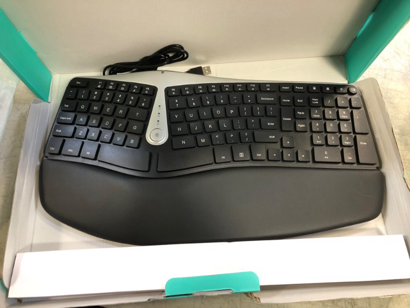 Photo 2 of Nulea Ergonomic Keyboard, Wired Split Keyboard with Pillowed Wrist and Palm Support, Featuring Dual USB Ports, Natural Typing Keyboard for Carpal Tunnel, Compatible with Windows/Mac