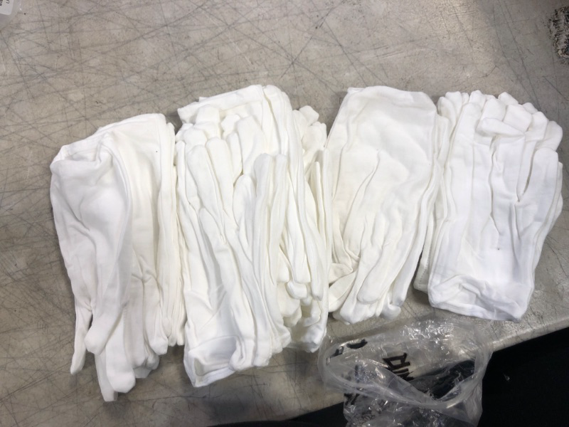 Photo 2 of 12 Pairs White Cotton Gloves, Coyaho White Gloves for Inspection Photo Jewelry Silver Coin Archive Serving Costume, Cotton Gloves for Dry Hands Women Men Eczema Moisturizing SPA