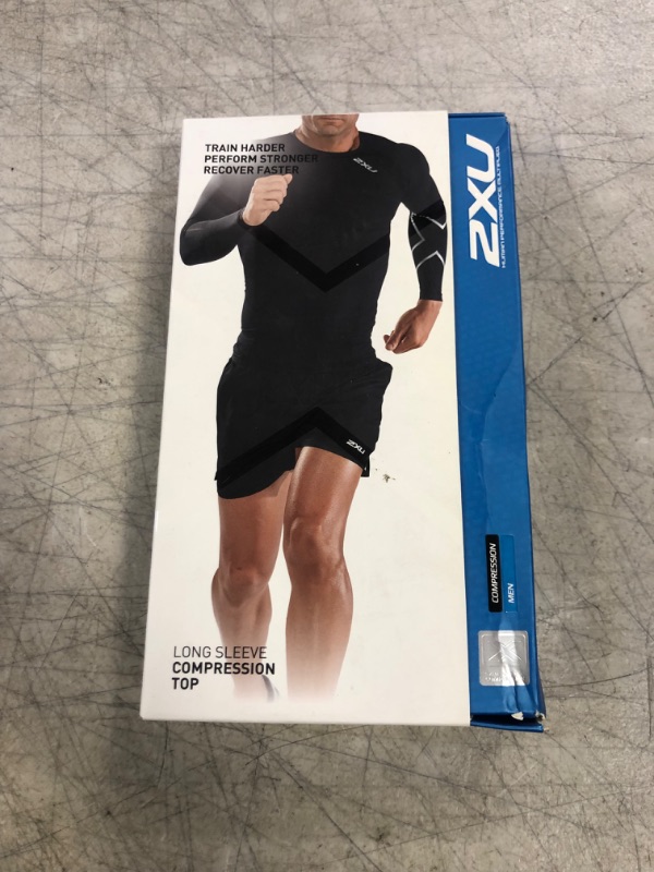 Photo 2 of 2XU Men's Long Sleeve Compression Top Large Black/Silver X
SIZE- LARGE