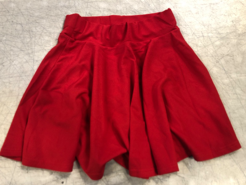 Photo 2 of Afibi Casual Mini Stretch Waist Flared Plain Pleated Skater Skirt Large Red