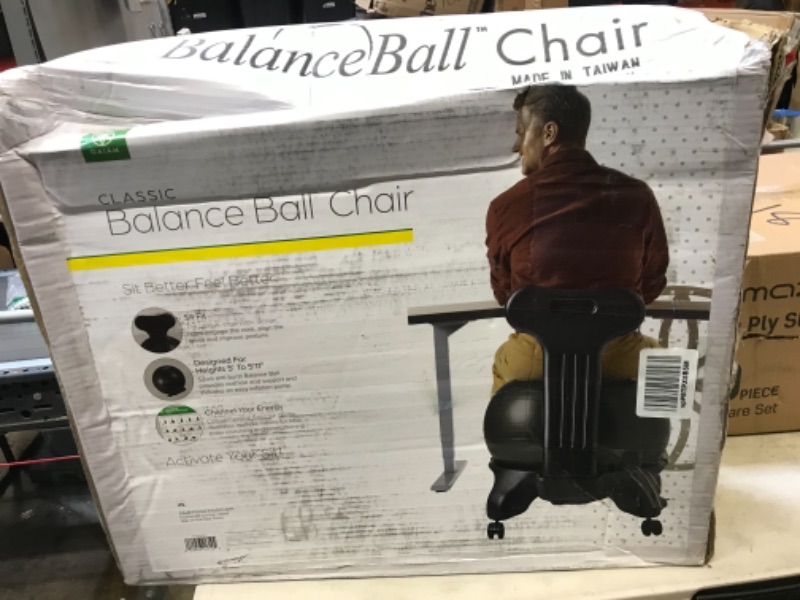 Photo 3 of Gaiam Classic Balance Ball Chair – Exercise Stability Yoga Ball Premium Ergonomic Chair for Home and Office Desk with Air Pump, Exercise Guide and Satisfaction Guarantee Black