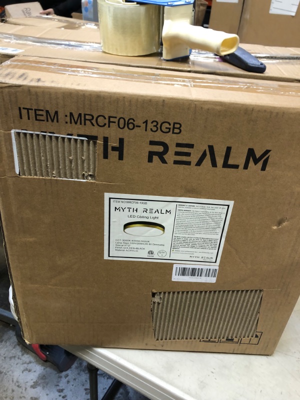 Photo 1 of MYTH REALM 13" LED Ceiling Light Fixture with Black and Gold Low Profile Design, Dimmable 3000/4000/5000k Close to Ceiling Lighting Fixture for Bedroom, Living Room, and Bathroom.