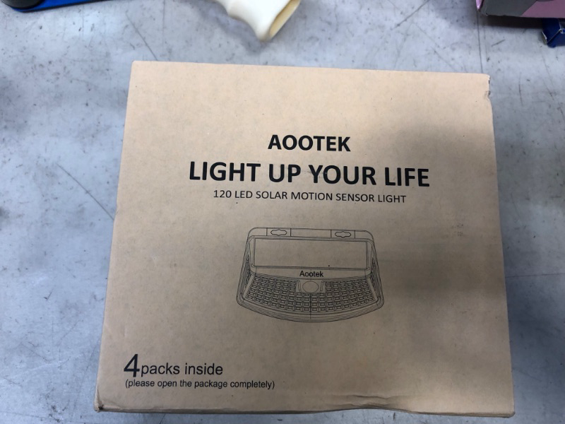 Photo 3 of Aootek New Solar Lights 120 LEDs with Lights Reflector,270° Wide Angle, IP65 Waterproof, Easy-to-Install Security Lights for Front Door, Yard, Garage, Deck (4 Pack)
