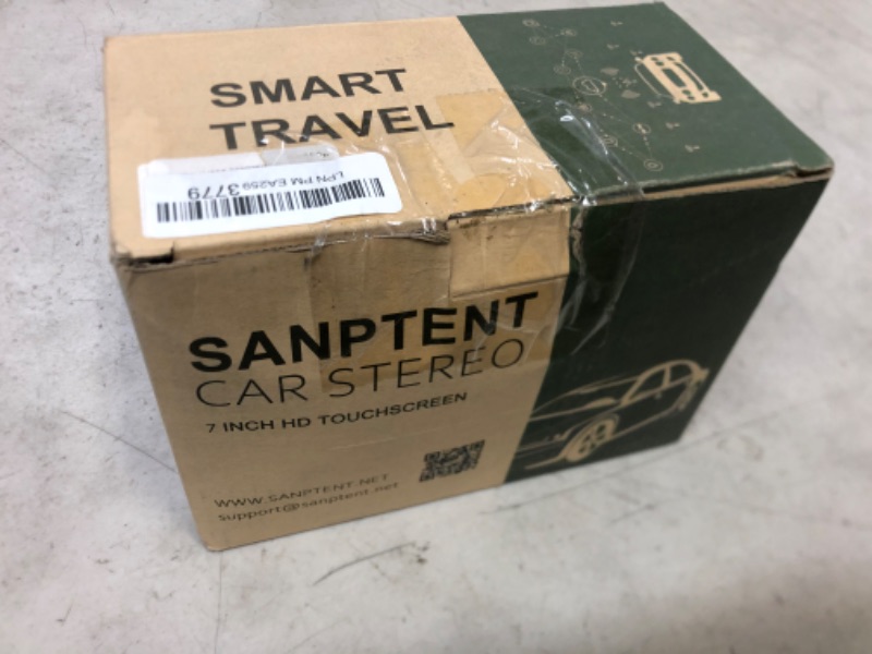 Photo 1 of SANPTENT Double Din Car Stereo Compatible with Apple Carplay and Android Auto, 7-Inch Touch Screen Car Stereo, Car Radio Receiver with Bluetooth, Rear View Camera, AM/FM/AUX Input, Screen Mirroring
