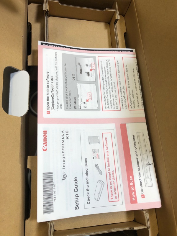 Photo 1 of Canon imageFORMULA R10 Portable Document Scanner, 2-Sided Scanning with 20 Page Feeder, Easy Setup For Home or Office, Includes Software, (4861C001)