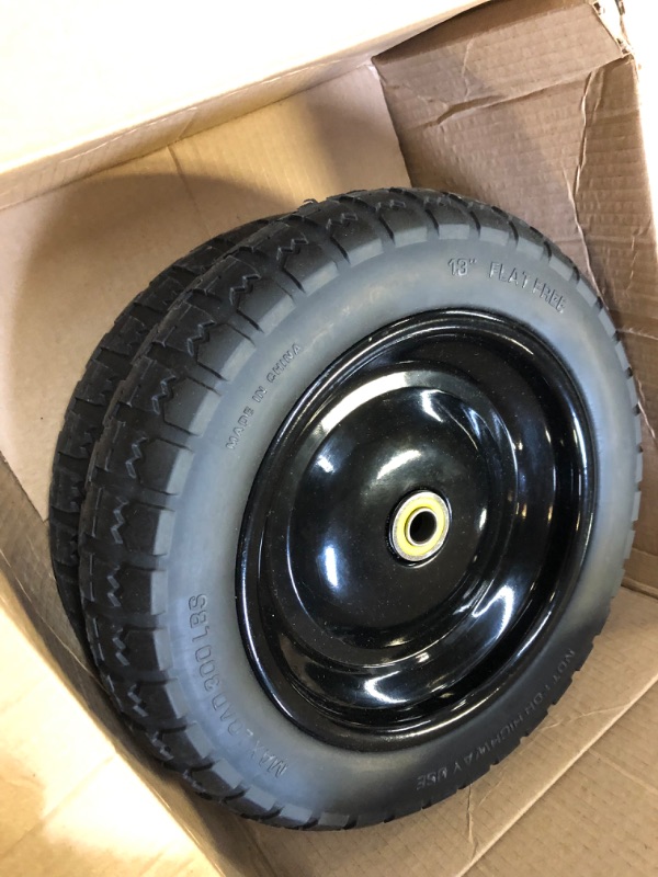 Photo 2 of 13'' Tire for Gorilla Cart Replacement Wheels (2 Pack) Flat Free Solid Tires for Wheelbarrow, Lawn & Garden Carts, Hand Trucks, Trolleys and Yard Trailers, with 5/8'' Axle Borehole and 2.1'' Hub
