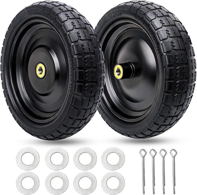 Photo 1 of 13'' Tire for Gorilla Cart Replacement Wheels (2 Pack) Flat Free Solid Tires for Wheelbarrow, Lawn & Garden Carts, Hand Trucks, Trolleys and Yard Trailers, with 5/8'' Axle Borehole and 2.1'' Hub
