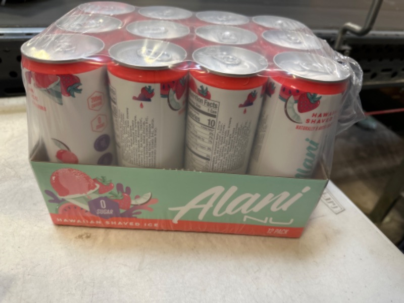 Photo 2 of Alani Nu Sugar-Free Energy Drink, Pre-Workout Performance, Hawaiian Shaved Ice, 12 oz Cans (Pack of 12) ----exp date 11-2023