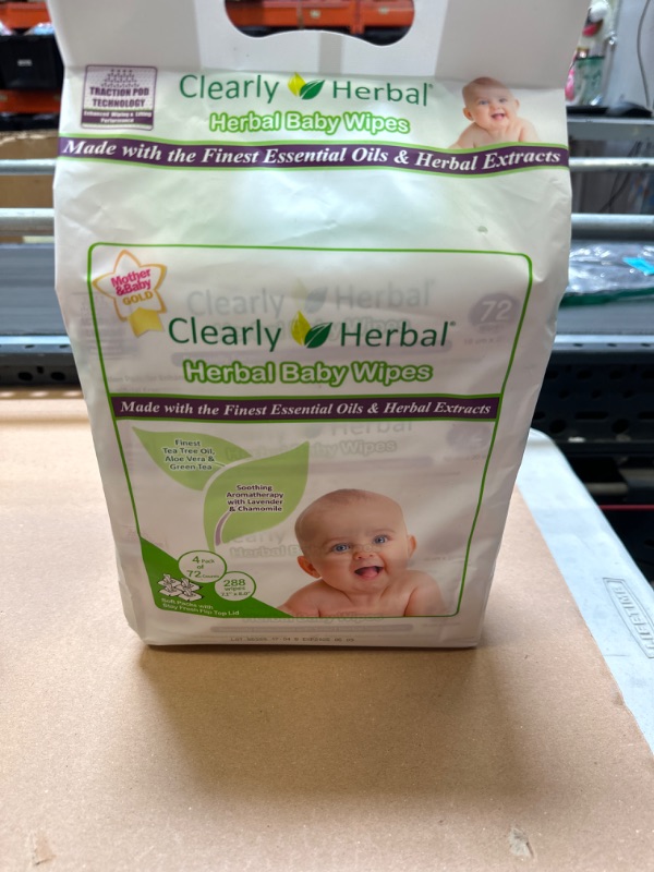 Photo 2 of Clearly Herbal Baby Wipes, made with Essential Oils and Natural Herbal Extracts, Amazon's Choice, Bundle Pack 288 Plant Based Wipes (4 Packs x 72 Count)