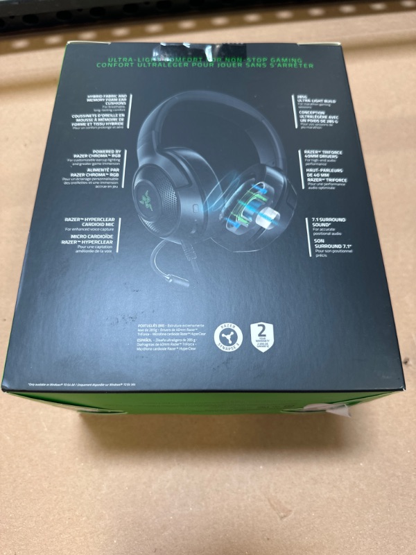 Photo 2 of Razer Kraken V3 X Gaming Headset: 7.1 Surround Sound - Triforce 40mm Drivers - HyperClear Bendable Cardioid Mic - Chroma RGB Lighting - for PC - Classic Black--------factory sealed