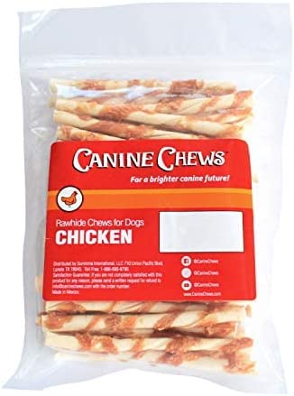 Photo 1 of Canine Chews 8-9" Chicken Basted Rawhide Retriever Rolls - Pack of 25 Chicken-Flavored Long-Lasting Dog Rawhide Chews - Protein-Dense Jumbo Rawhide Bones For Large Dogs - Treats for Aggressive Chewers