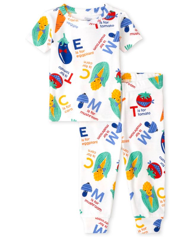 Photo 1 of Newborn Unisex Baby Veggies Snug Fit Cotton Pajamas - White - the Children's Place
