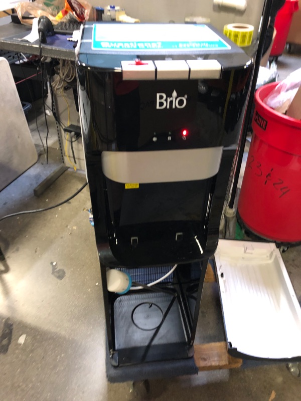 Photo 1 of Brio CLBL420V2 Bottom Loading Water Cooler Dispenser for 3 & 5 Gallon Bottles - 3 Temperatures with Hot, Room & Cold Spouts, Child Safety Lock, LED Display with Empty Bottle Alert, Stainless Steel
