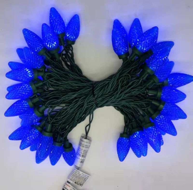 Photo 1 of FY LTD Strawberry 33.5ft LED50 Blue Christmas Light String C9 Lighting Christmas Tree Decorations Court Garden Decorations Party Indoor/Outdoor Decorations (Blue)
